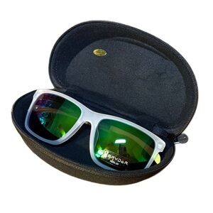 Spyder White Sunglasses with Green Lenses
